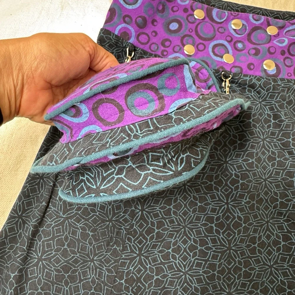 Womens Festival Wrap Around Reversible Mini Skirt Purple Boho Hippy Artsy Grunge